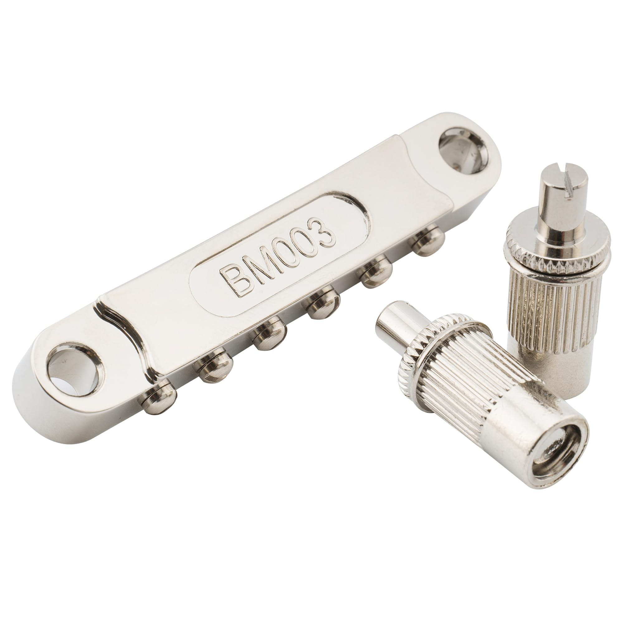 Musiclily Pro 52mm Guitar Roller Saddle Bridge Tune-O-Matic Bridge with M8 Post for Les Paul LP SG Electric Guitar, Nickel